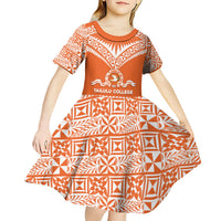 Personalised Tonga Tailulu College Kid Short Sleeve Dress Tongan Kupesi Pattern