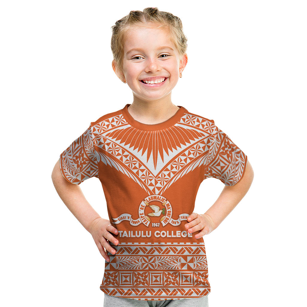 Personalised Tonga Tailulu College Kid T Shirt Tongan Kupesi Pattern
