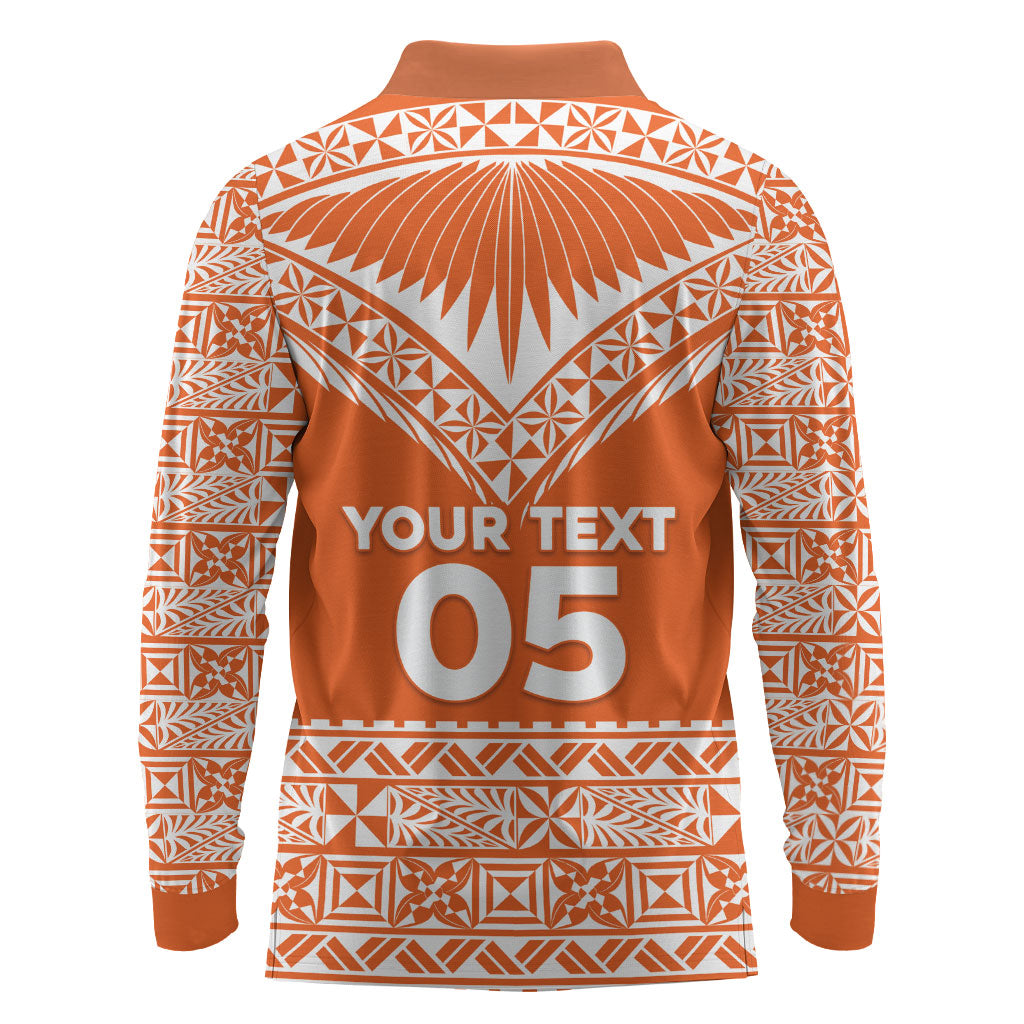 Personalised Tonga Tailulu College Long Sleeve Polo Shirt Tongan Kupesi Pattern