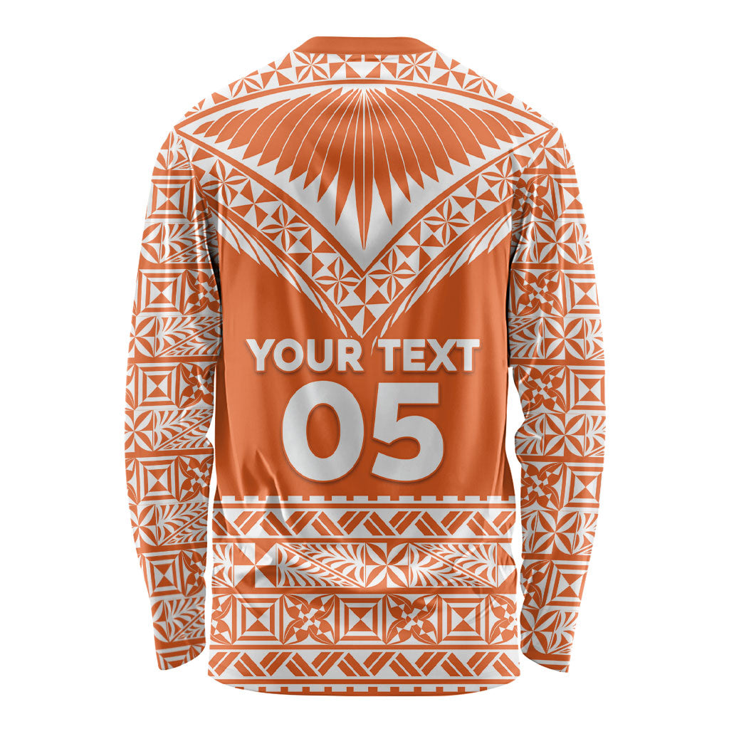 Personalised Tonga Tailulu College Long Sleeve Shirt Tongan Kupesi Pattern