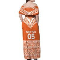 Personalised Tonga Tailulu College Off Shoulder Maxi Dress Tongan Kupesi Pattern