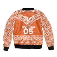 Personalised Tonga Tailulu College Sleeve Zip Bomber Jacket Tongan Kupesi Pattern