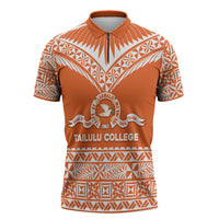 Personalised Tonga Tailulu College Zipper Polo Shirt Tongan Kupesi Pattern