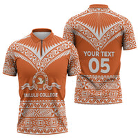 Personalised Tonga Tailulu College Zipper Polo Shirt Tongan Kupesi Pattern