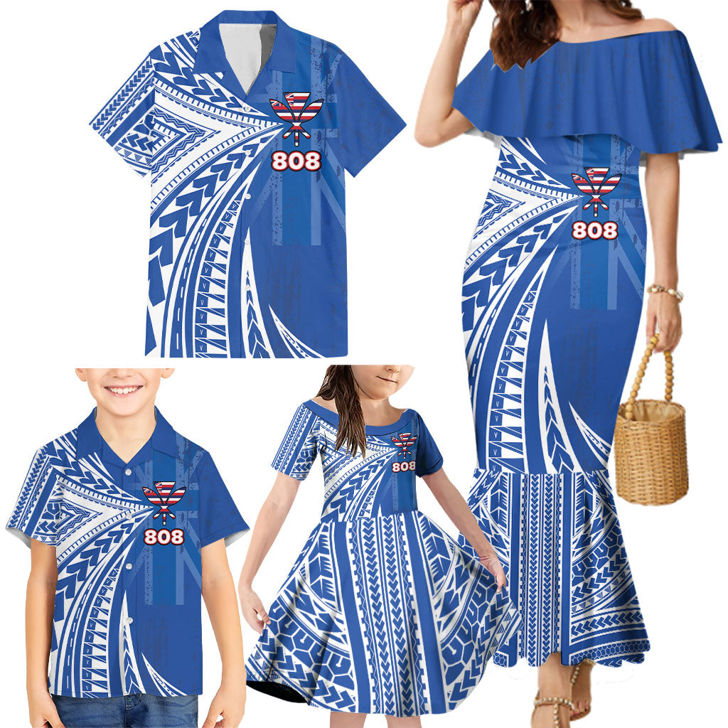 Personalised Hawaii 808 Family Matching Mermaid Dress and Hawaiian Shirt Unique Style