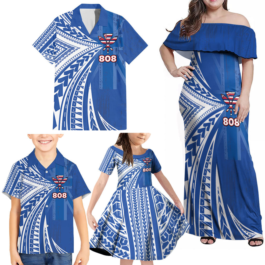 Personalised Hawaii 808 Family Matching Off Shoulder Maxi Dress and Hawaiian Shirt Unique Style