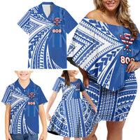 Personalised Hawaii 808 Family Matching Off Shoulder Short Dress and Hawaiian Shirt Unique Style LT05 - Polynesian Pride