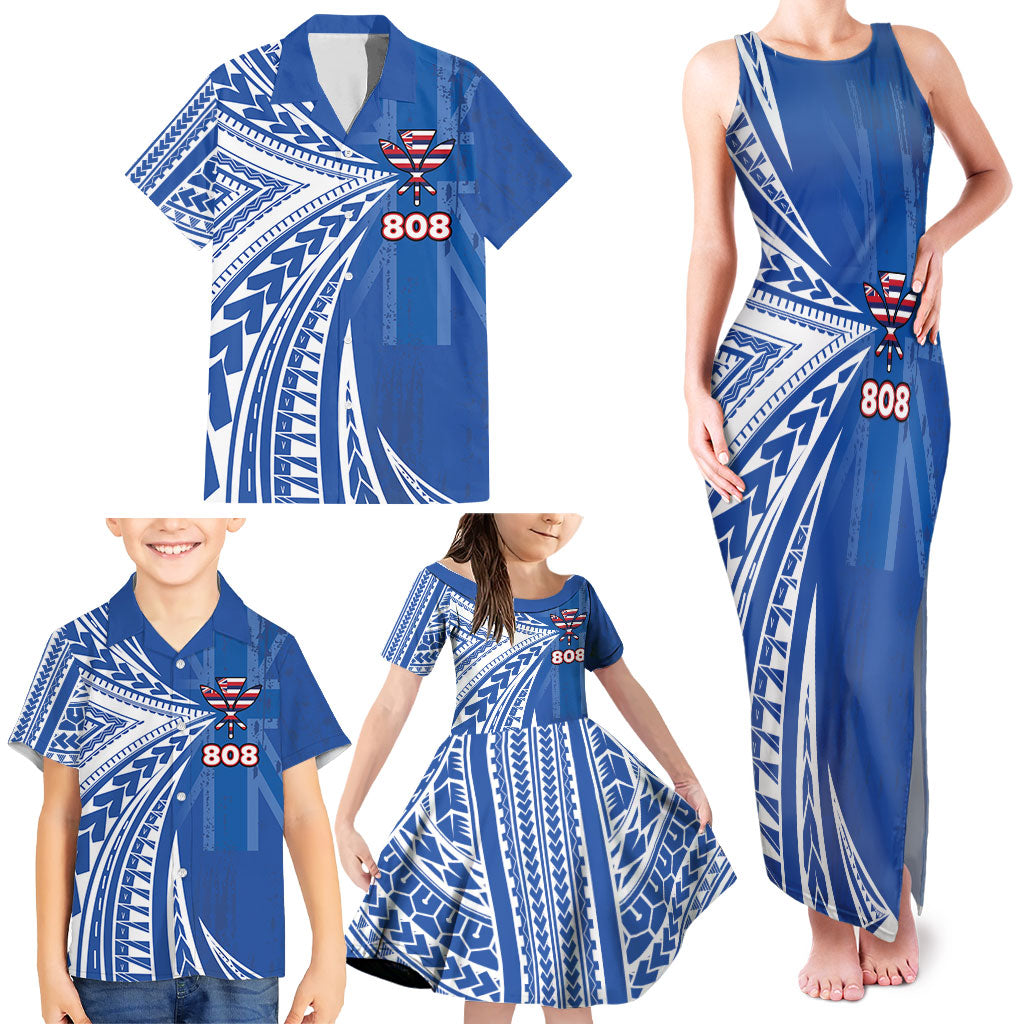 Personalised Hawaii 808 Family Matching Tank Maxi Dress and Hawaiian Shirt Unique Style LT05 - Polynesian Pride