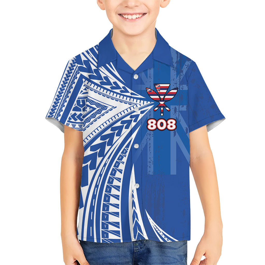 Personalised Hawaii 808 Family Matching Tank Maxi Dress and Hawaiian Shirt Unique Style LT05 Son's Shirt Blue - Polynesian Pride