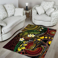 Vanuatu And Australia Aboriginal Area Rug Iguana And Kangaroo Together
