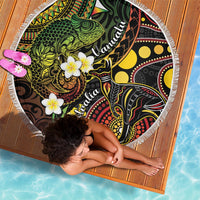 Vanuatu And Australia Aboriginal Beach Blanket Iguana And Kangaroo Together