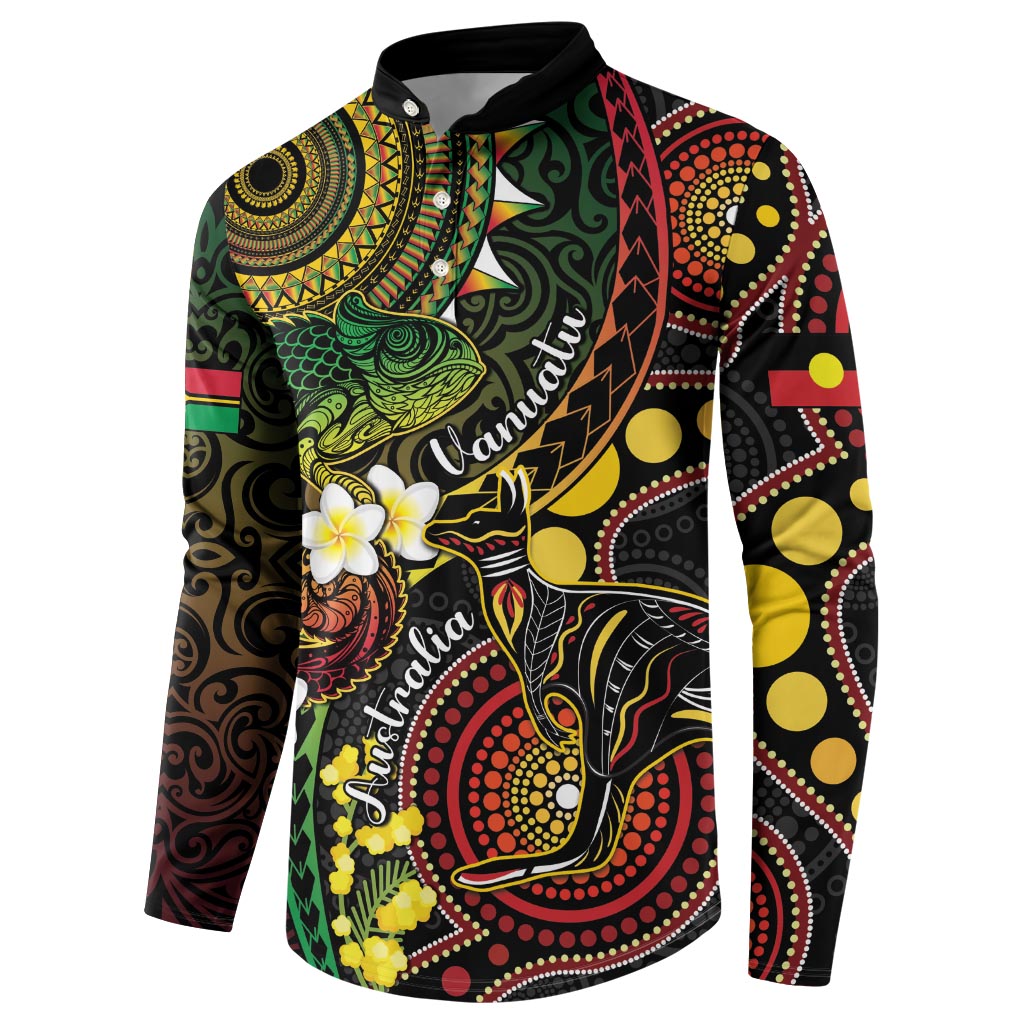 Vanuatu And Australia Aboriginal Button Sweatshirt Iguana And Kangaroo Together LT05 - Polynesian Pride