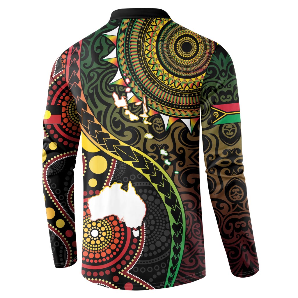 Vanuatu And Australia Aboriginal Button Sweatshirt Iguana And Kangaroo Together LT05 - Polynesian Pride