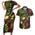 Vanuatu And Australia Aboriginal Couples Matching Short Sleeve Bodycon Dress and Hawaiian Shirt Iguana And Kangaroo Together