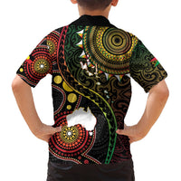 Vanuatu And Australia Aboriginal Family Matching Long Sleeve Bodycon Dress and Hawaiian Shirt Iguana And Kangaroo Together LT05 - Polynesian Pride