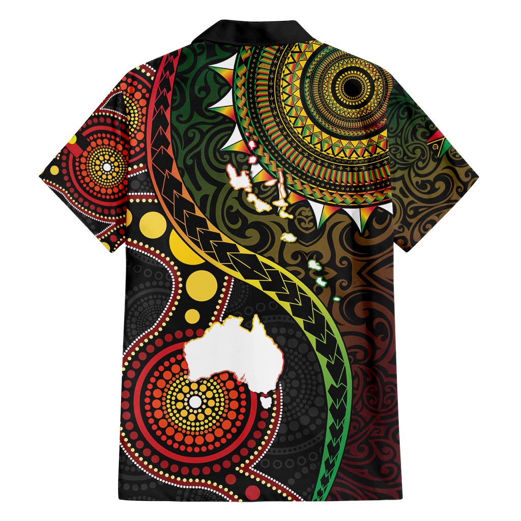Vanuatu And Australia Aboriginal Family Matching Long Sleeve Bodycon Dress and Hawaiian Shirt Iguana And Kangaroo Together LT05 - Polynesian Pride