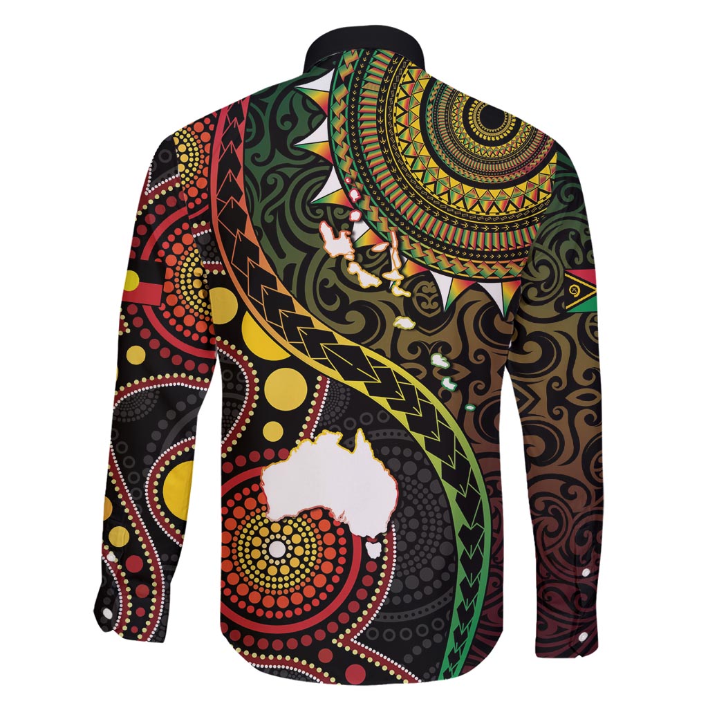 Vanuatu And Australia Aboriginal Family Matching Off Shoulder Short Dress and Hawaiian Shirt Iguana And Kangaroo Together