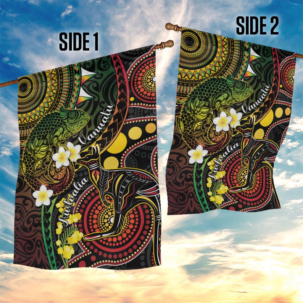 Vanuatu And Australia Aboriginal Garden Flag Iguana And Kangaroo Together