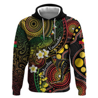Vanuatu And Australia Aboriginal Hoodie Iguana And Kangaroo Together LT05 Pullover Hoodie Black - Polynesian Pride