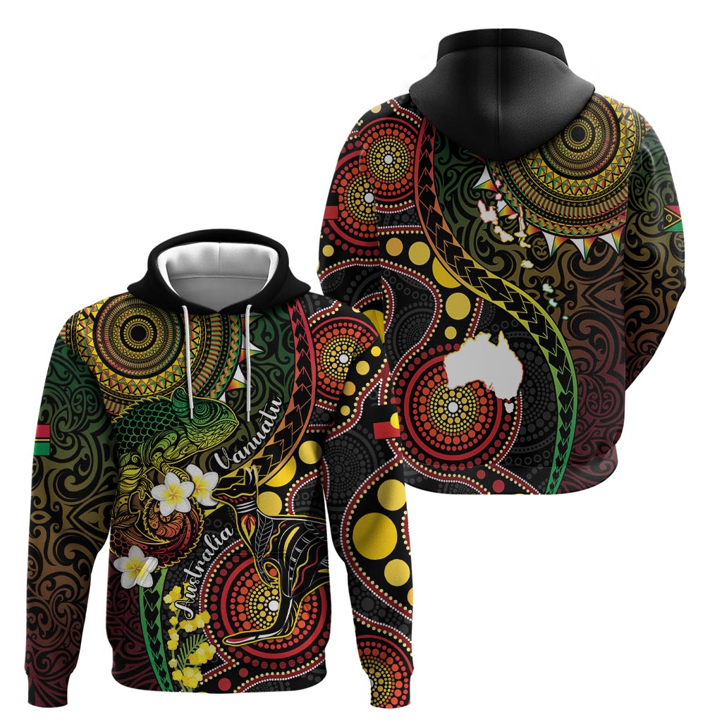 Vanuatu And Australia Aboriginal Hoodie Iguana And Kangaroo Together LT05 - Polynesian Pride