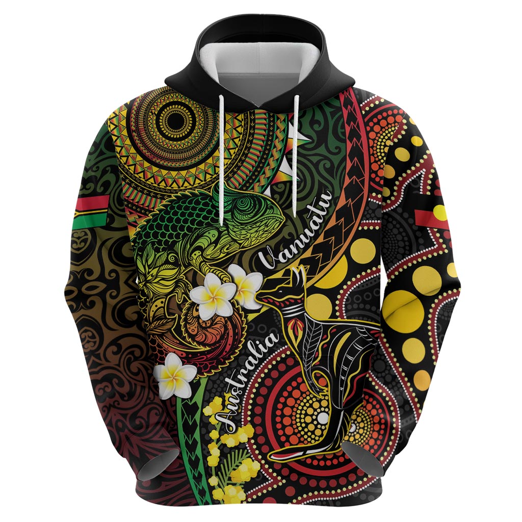 Vanuatu And Australia Aboriginal Hoodie Iguana And Kangaroo Together LT05 - Polynesian Pride