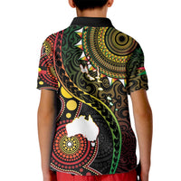 Vanuatu And Australia Aboriginal Kid Polo Shirt Iguana And Kangaroo Together LT05 - Polynesian Pride