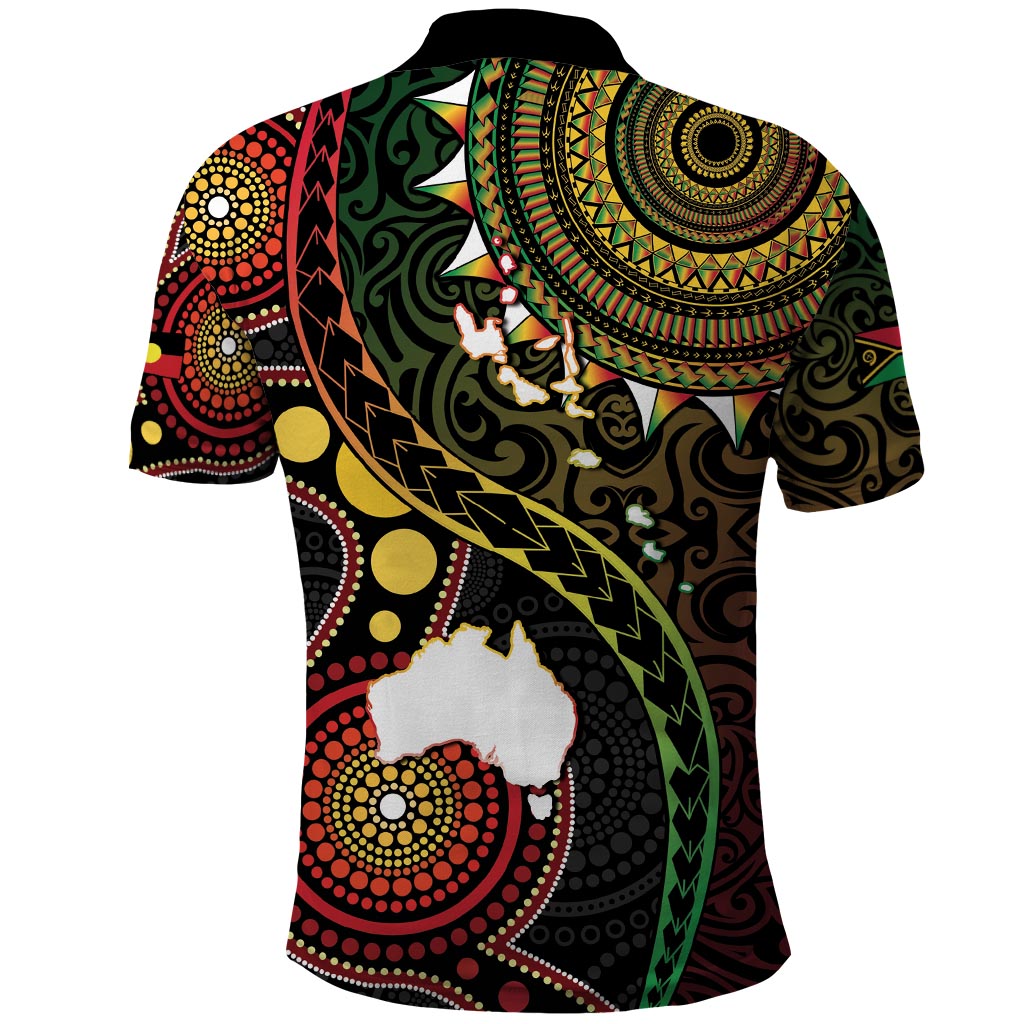 Vanuatu And Australia Aboriginal Polo Shirt Iguana And Kangaroo Together LT05 - Polynesian Pride