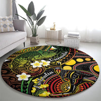 Vanuatu And Australia Aboriginal Round Carpet Iguana And Kangaroo Together LT05 - Polynesian Pride