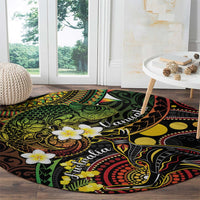Vanuatu And Australia Aboriginal Round Carpet Iguana And Kangaroo Together LT05 - Polynesian Pride