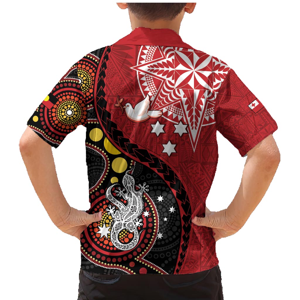 Tonga Ngatu And Australia Aboriginal Family Matching Mermaid Dress and Hawaiian Shirt Tongan Dove And Kangaroo Together LT05 - Polynesian Pride