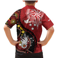 Tonga Ngatu And Australia Aboriginal Family Matching Mermaid Dress and Hawaiian Shirt Tongan Dove And Kangaroo Together LT05 - Polynesian Pride