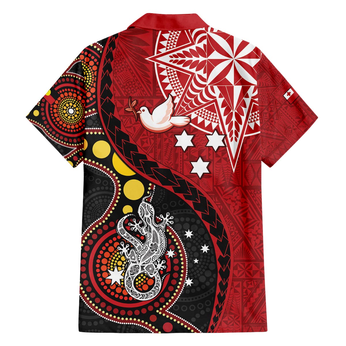 Tonga Ngatu And Australia Aboriginal Family Matching Puletasi and Hawaiian Shirt Tongan Dove And Kangaroo Together LT05 - Polynesian Pride