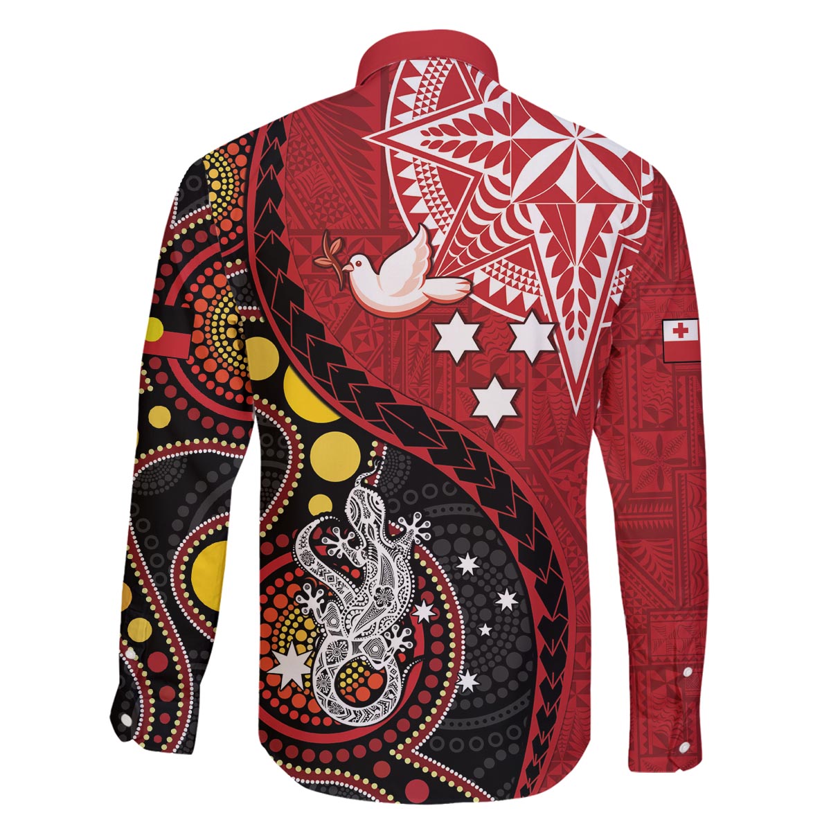 Tonga Ngatu And Australia Aboriginal Family Matching Puletasi and Hawaiian Shirt Tongan Dove And Kangaroo Together LT05 - Polynesian Pride