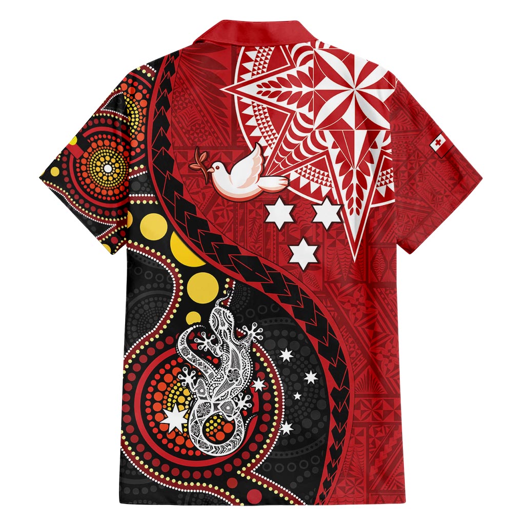 Tonga Ngatu And Australia Aboriginal Family Matching Short Sleeve Bodycon Dress and Hawaiian Shirt Tongan Dove And Kangaroo Together LT05 - Polynesian Pride
