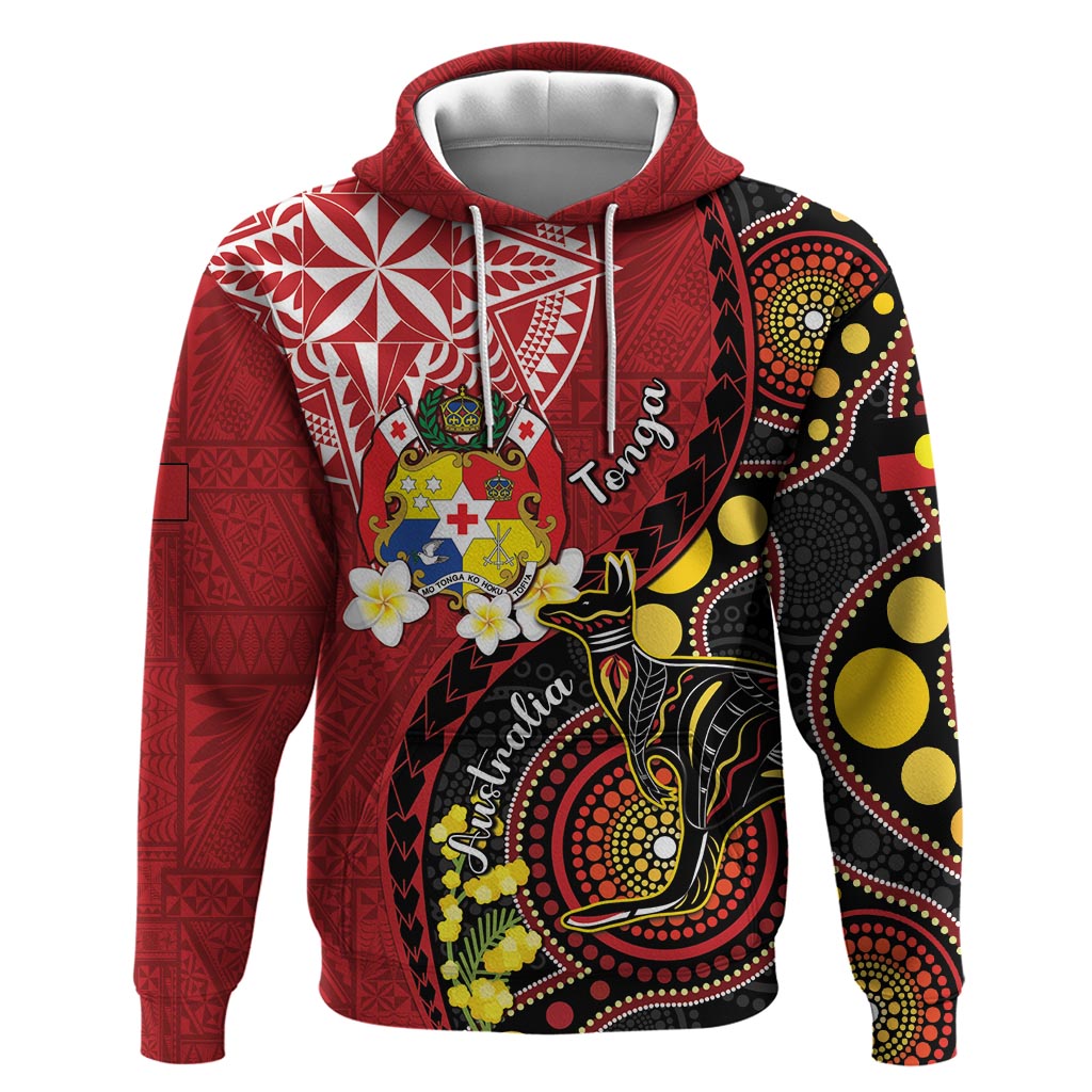 Tonga Ngatu And Australia Aboriginal Hoodie Tongan Dove And Kangaroo Together