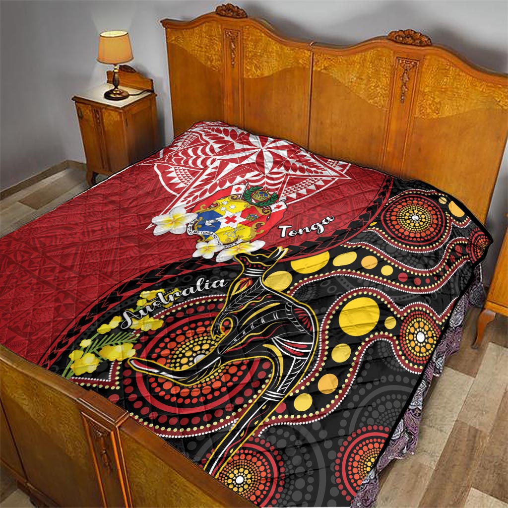 Tonga Ngatu And Australia Aboriginal Quilt Tongan Dove And Kangaroo Together LT05 - Polynesian Pride