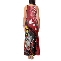 Tonga Ngatu And Australia Aboriginal Tank Maxi Dress Tongan Dove And Kangaroo Together