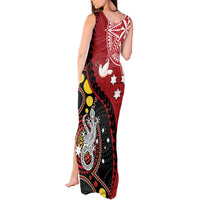 Tonga Ngatu And Australia Aboriginal Tank Maxi Dress Tongan Dove And Kangaroo Together