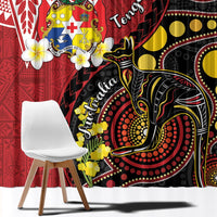 Tonga Ngatu And Australia Aboriginal Window Curtain Tongan Dove And Kangaroo Together