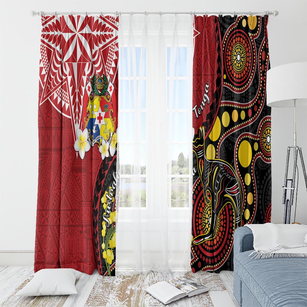 Tonga Ngatu And Australia Aboriginal Window Curtain Tongan Dove And Kangaroo Together