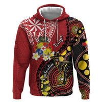 Tonga Ngatu And Australia Aboriginal Zip Hoodie Tongan Dove And Kangaroo Together