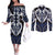 Custom Aotearoa Ngati Tuwharetoa Couples Matching Off The Shoulder Long Sleeve Dress and Long Sleeve Button Shirt Maori Tribal Pattern