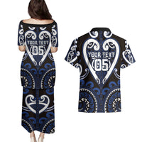 Custom Aotearoa Ngati Tuwharetoa Couples Matching Puletasi and Hawaiian Shirt Maori Tribal Pattern