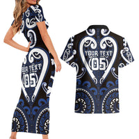 Custom Aotearoa Ngati Tuwharetoa Couples Matching Short Sleeve Bodycon Dress and Hawaiian Shirt Maori Tribal Pattern
