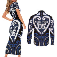 Custom Aotearoa Ngati Tuwharetoa Couples Matching Short Sleeve Bodycon Dress and Long Sleeve Button Shirt Maori Tribal Pattern
