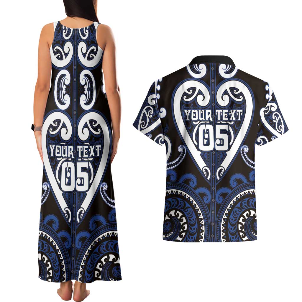 Custom Aotearoa Ngati Tuwharetoa Couples Matching Tank Maxi Dress and Hawaiian Shirt Maori Tribal Pattern