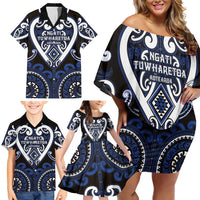 Custom Aotearoa Ngati Tuwharetoa Family Matching Off Shoulder Short Dress and Hawaiian Shirt Maori Tribal Pattern LT05 - Polynesian Pride