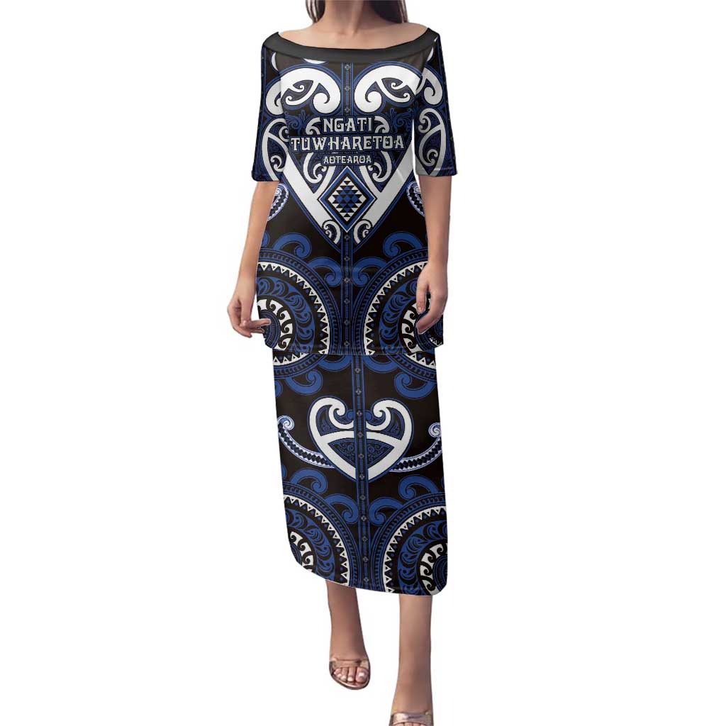 Custom Aotearoa Ngati Tuwharetoa Family Matching Puletasi and Hawaiian Shirt Maori Tribal Pattern