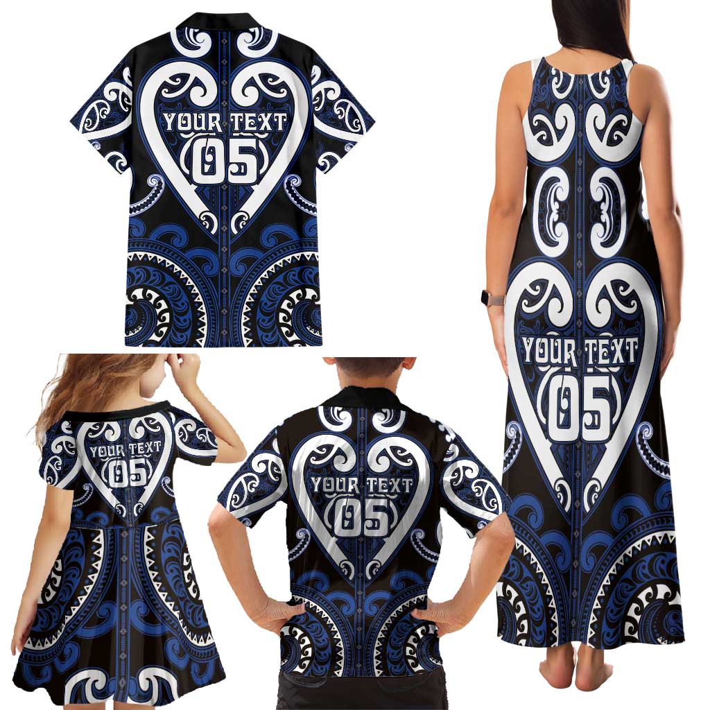 Custom Aotearoa Ngati Tuwharetoa Family Matching Tank Maxi Dress and Hawaiian Shirt Maori Tribal Pattern