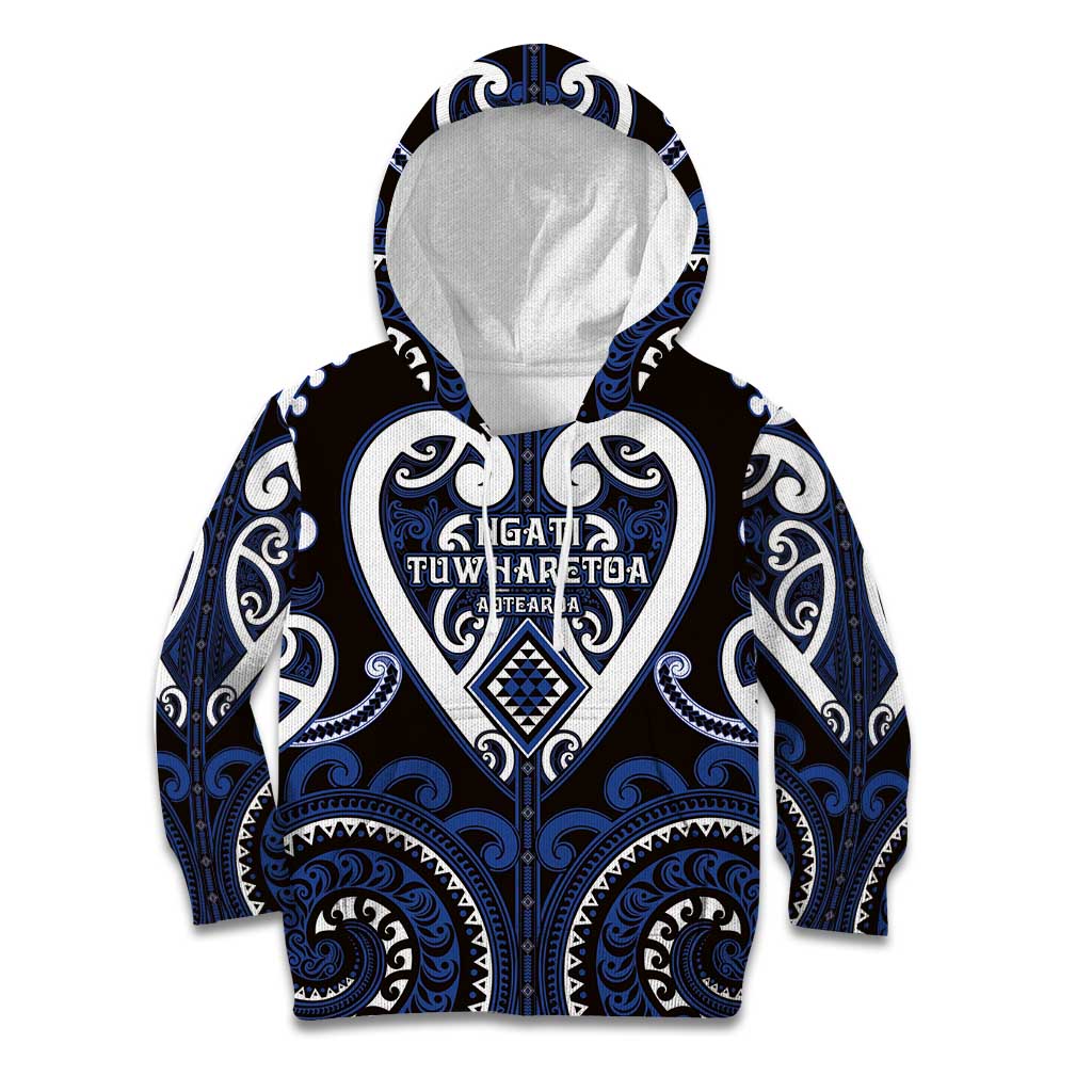 Custom Aotearoa Ngati Tuwharetoa Kid Hoodie Maori Tribal Pattern